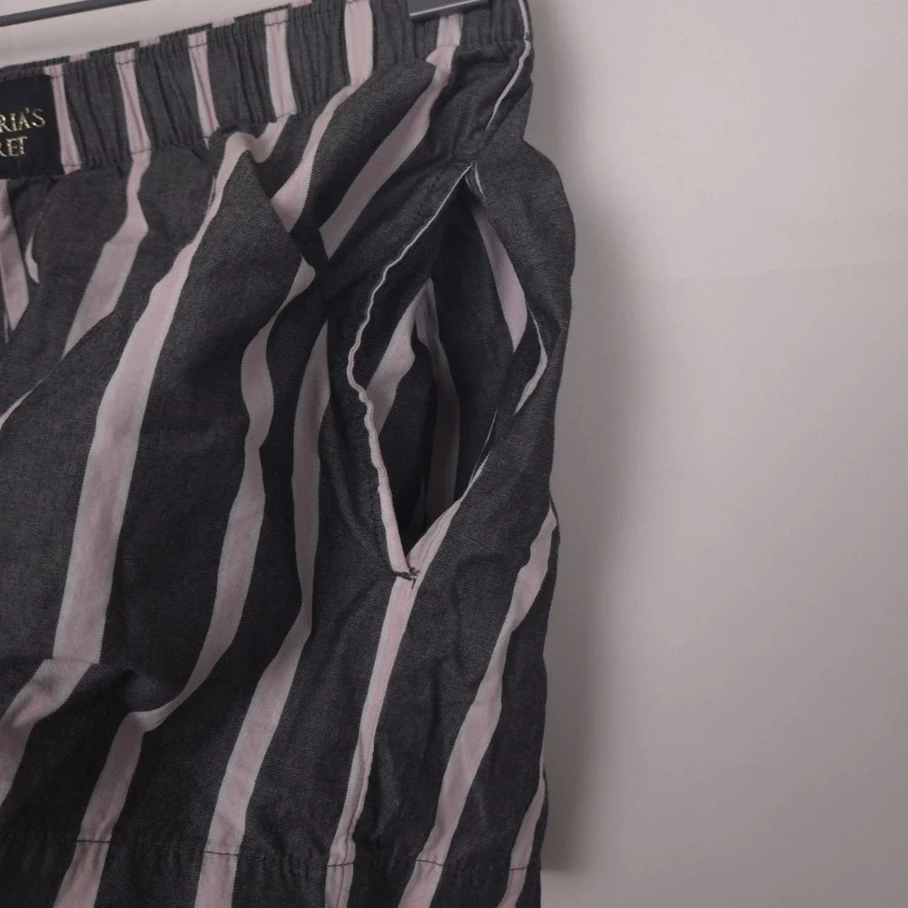 Victorias Secret Womens Striped Cotton Sleep Short XS Black‎ Pink Lounge